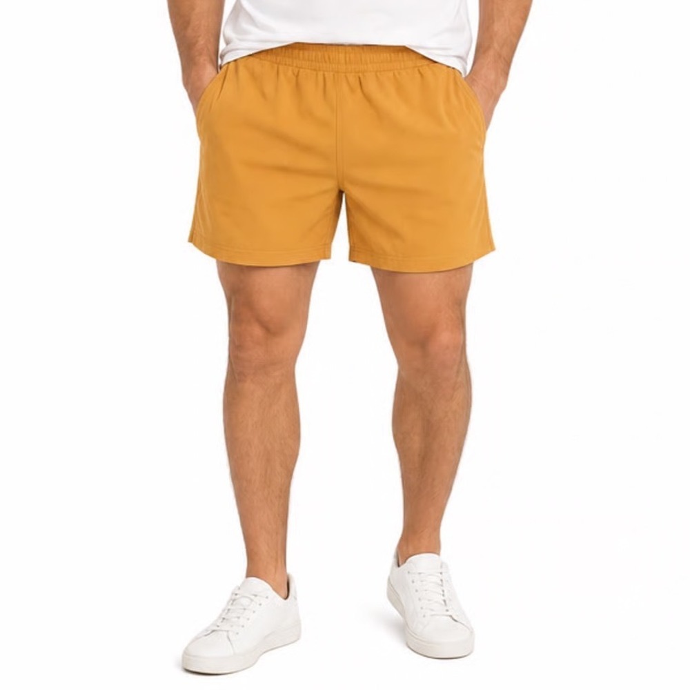 VRST Mens All-In Short 7" Unlined Palomino Gold Yellow Stretch Athletic Small